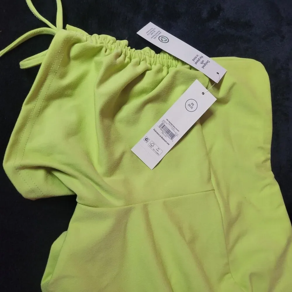 No-boundaries Women's Green and Yellow Shorts
